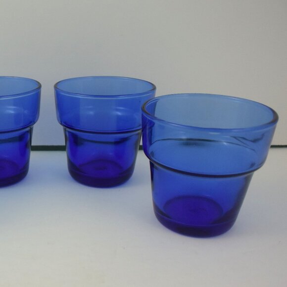 4 Anchor Hocking Cobalt Blue "Planter Pot" Tealight/Votive Holders - Picture 3 of 9